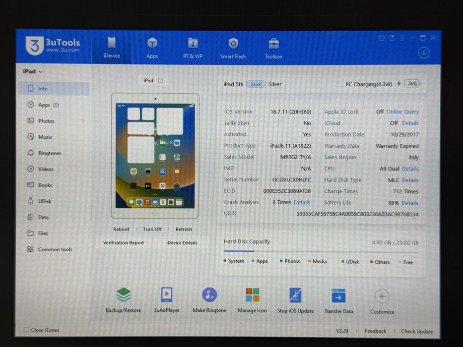 iPad 5. gen. (A1822) - 32GB - pęknięty - faktura VAT 23%