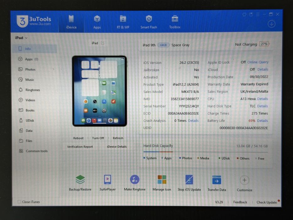 iPad 9. gen. (A2604) - 64GB - Cellular (LTE) - faktura VAT 23%
