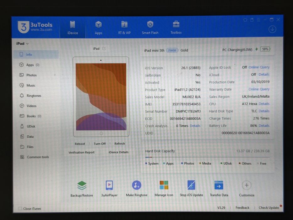 iPad mini 5 (A2124) - 256GB - Cellular (LTE) - faktura VAT 23%