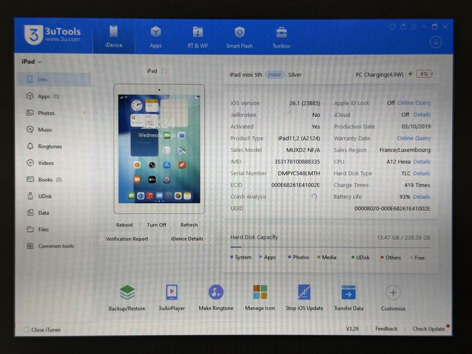 iPad mini 5 (A2124) - 256GB - Cellular (LTE) - faktura VAT 23%