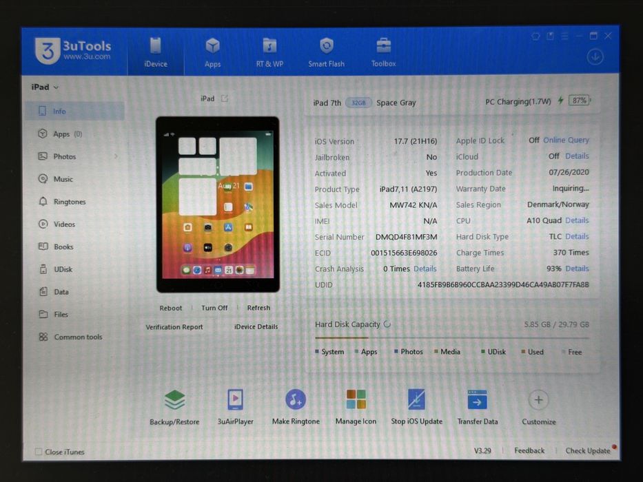 iPad 7. gen. (A2197) - 32GB - Space Gray - faktura VAT 23%