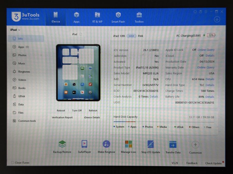 iPad 10. gen. (A2696) - 64GB - Pink - faktura VAT 23%