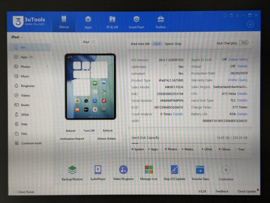 iPad mini 6 (A2567) - 256GB - Cellular (LTE) - faktura VAT 23%