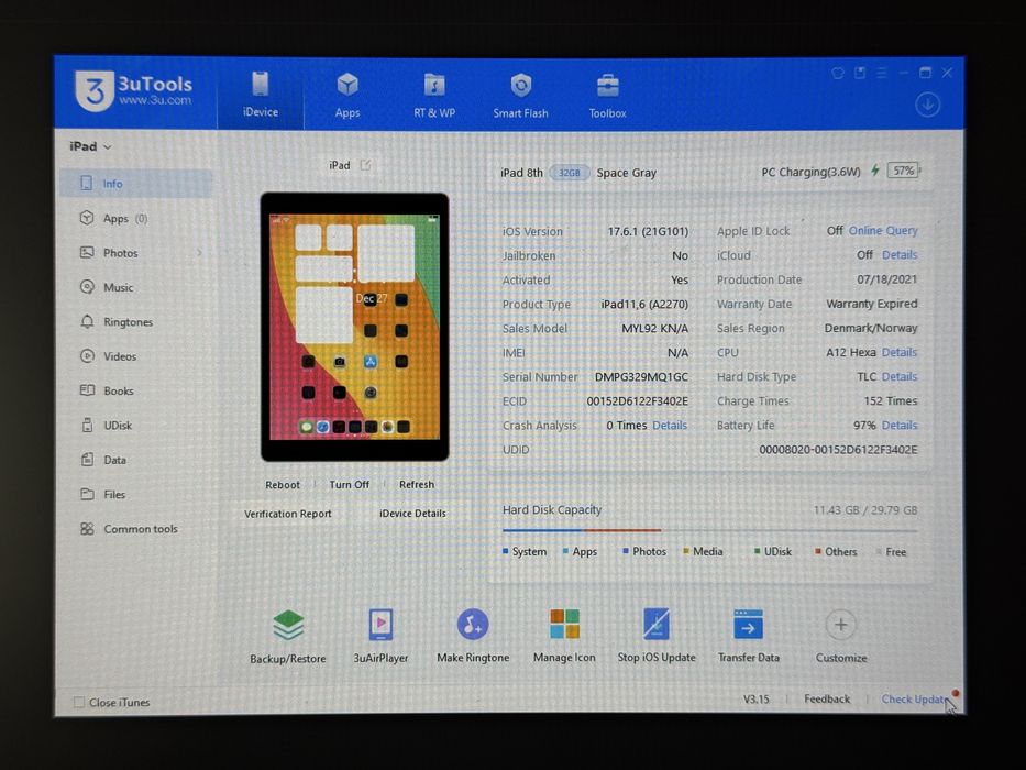 iPad 8. gen. 32GB (A2270) - bateria 97% - faktura VAT 23%