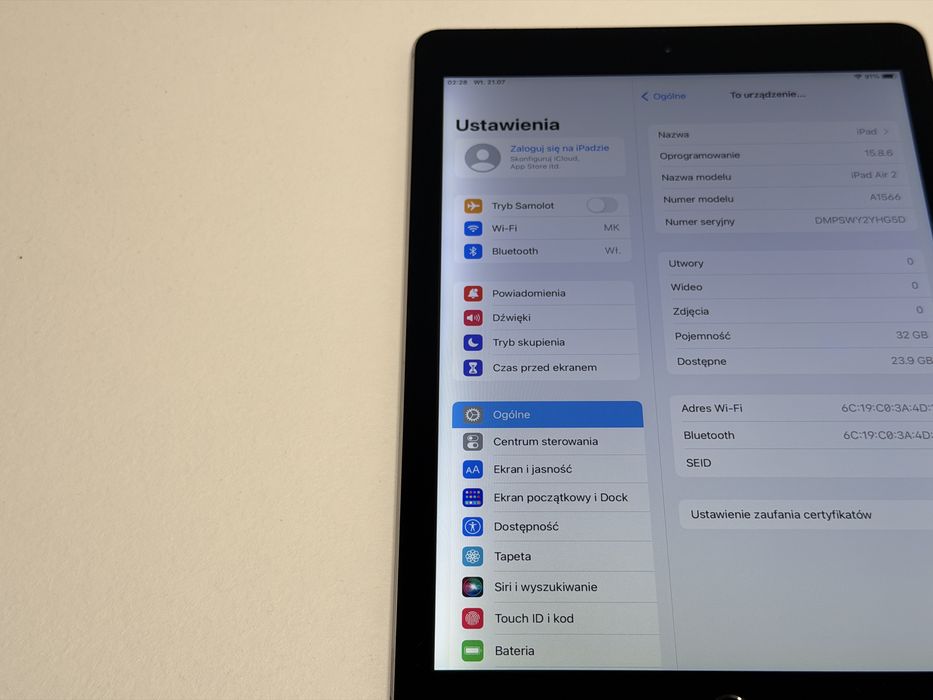 iPad Air 2 (A1566) - 32GB - faktura VAT 23%