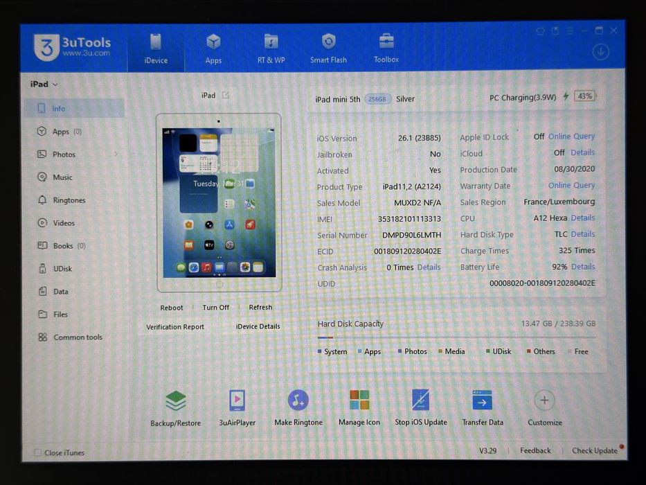 iPad mini 5 (A2124) - 256GB - Cellular (LTE) - faktura VAT 23%