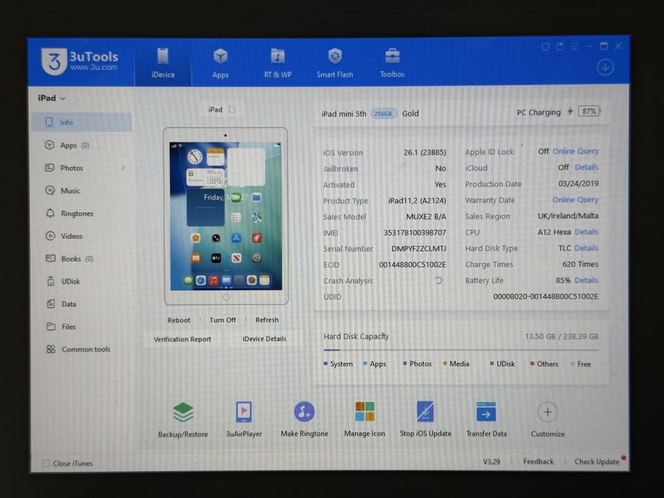 iPad mini 5 (A2124) - 256GB - Cellular (LTE) - faktura VAT 23%