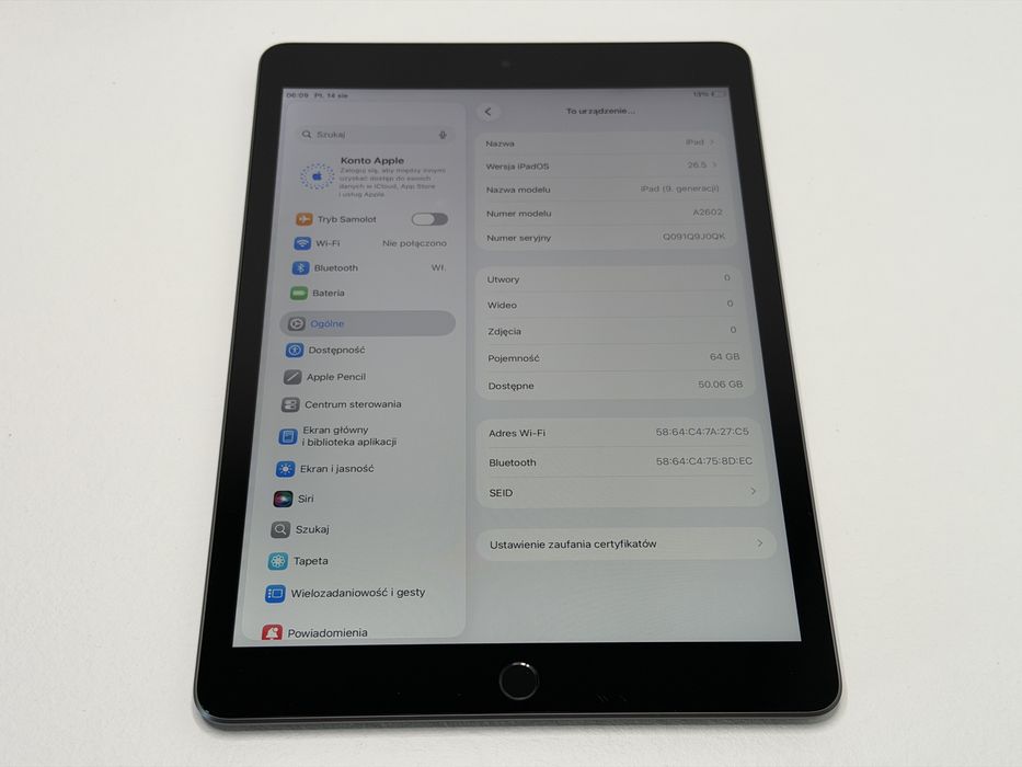 iPad 9. gen. (A2602) - 64GB - Space Gray - faktura VAT 23%
