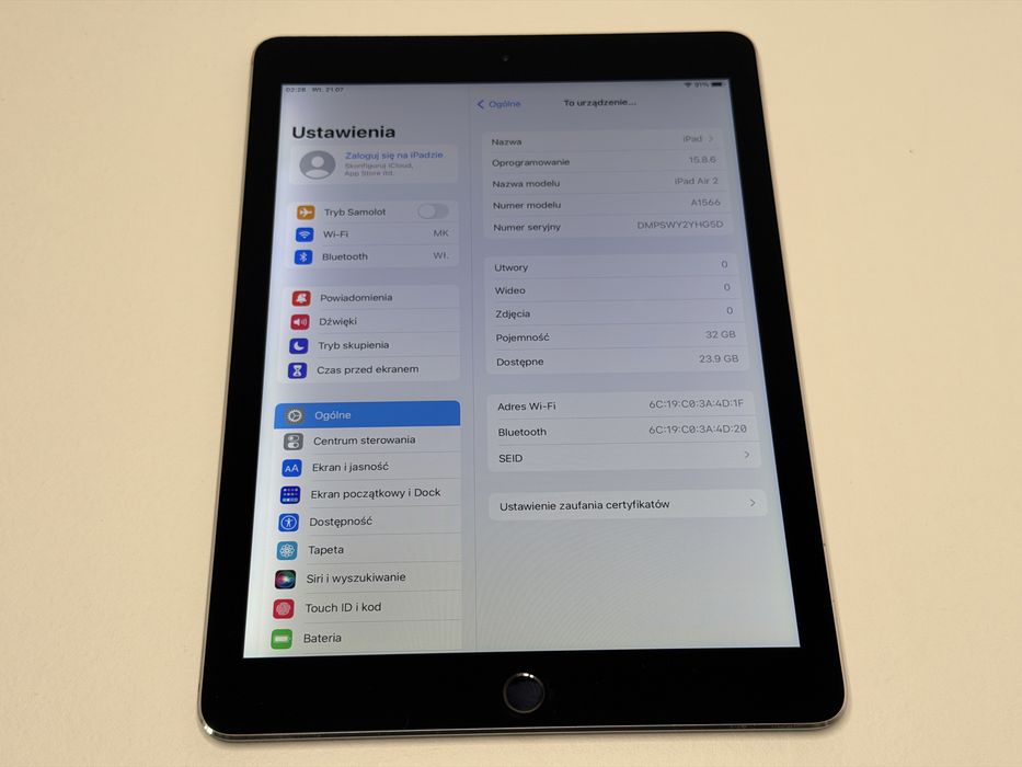 iPad Air 2 (A1566) - 32GB - faktura VAT 23%