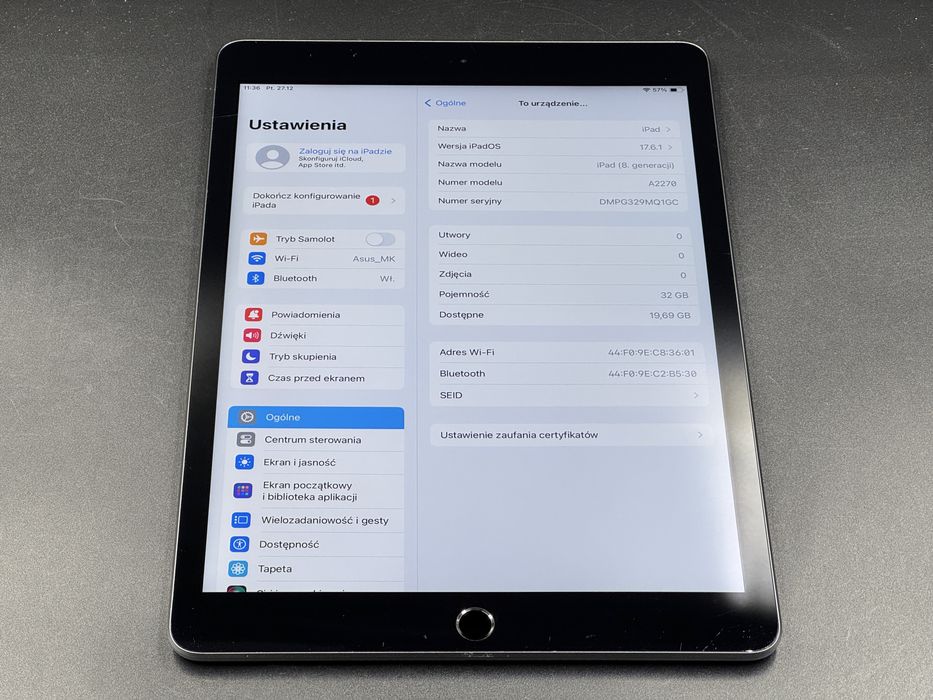 iPad 8. gen. 32GB (A2270) - bateria 97% - faktura VAT 23%