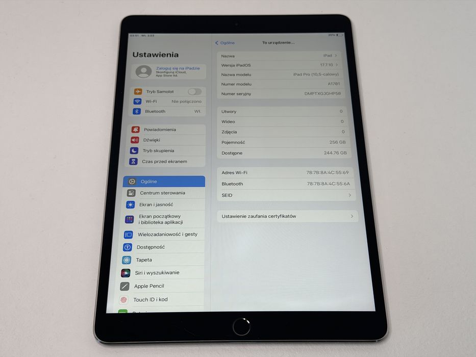 iPad Pro 10.5 (A1701) - 256GB - faktura VAT 23%