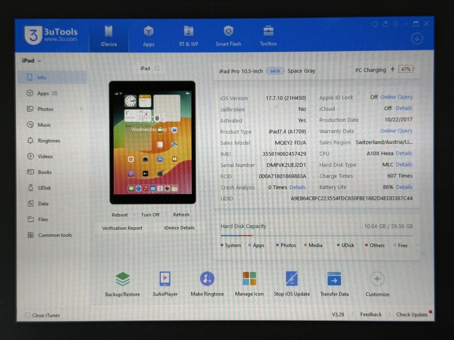 iPad Pro 10.5 (A1709) - 64GB - Cellular (LTE) - Space Gray - faktura VAT 23%