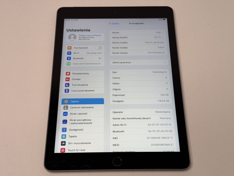 iPad 5 (A1823) - 128GB - Cellular (LTE) - faktura VAT 23%