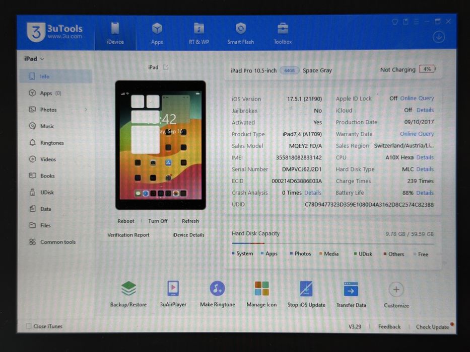 iPad Pro 10.5 (A1709) - 64GB - Cellular (LTE) - Space Gray - faktura VAT 23%