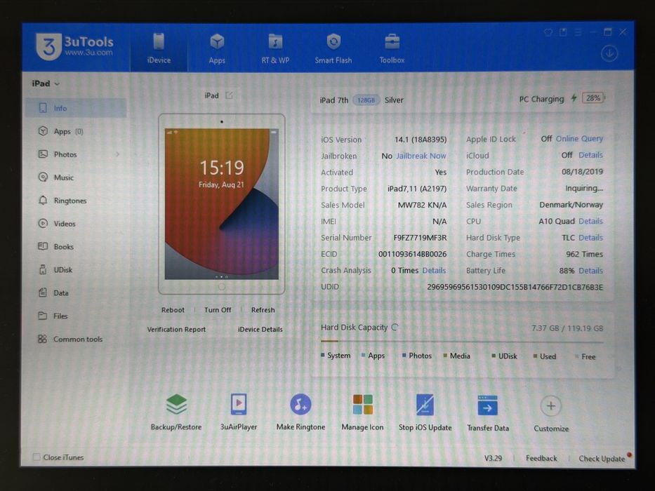 iPad 7. gen. (A2197) - 128GB - Silver - faktura VAT 23%
