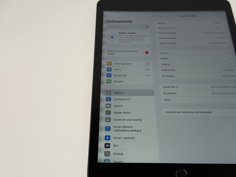 iPad 9. gen. (A2602) - 64GB - faktura VAT 23%