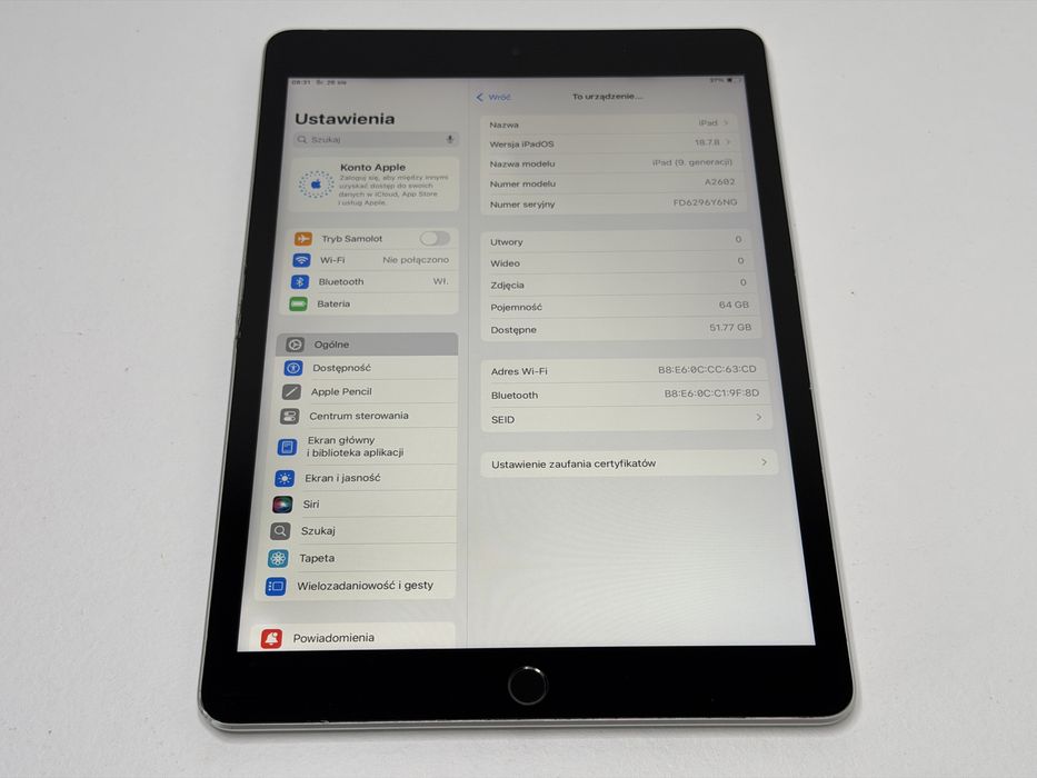 iPad 9. gen. (A2602) - 64GB - Silver - faktura VAT 23%