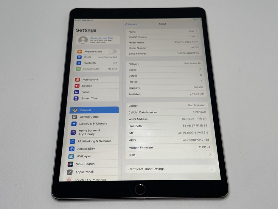 iPad Pro 10.5 (A1709) - 256GB - Cellular (LTE) - Space Gray - faktura VAT 23%