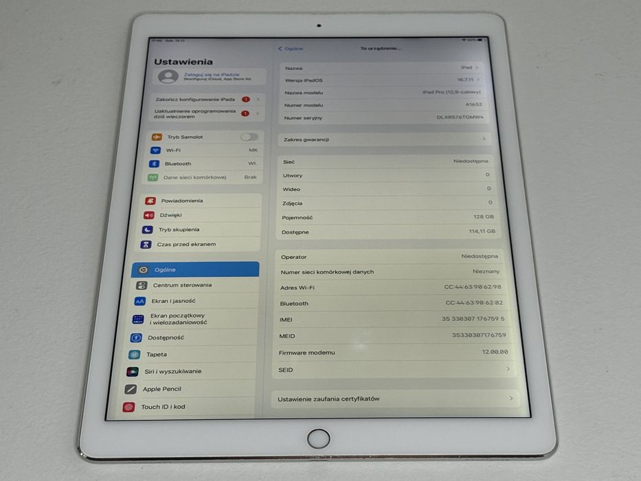 iPad Pro 12.9 1. gen. (A1652) - 128GB - Cellular (LTE) - faktura VAT 23%