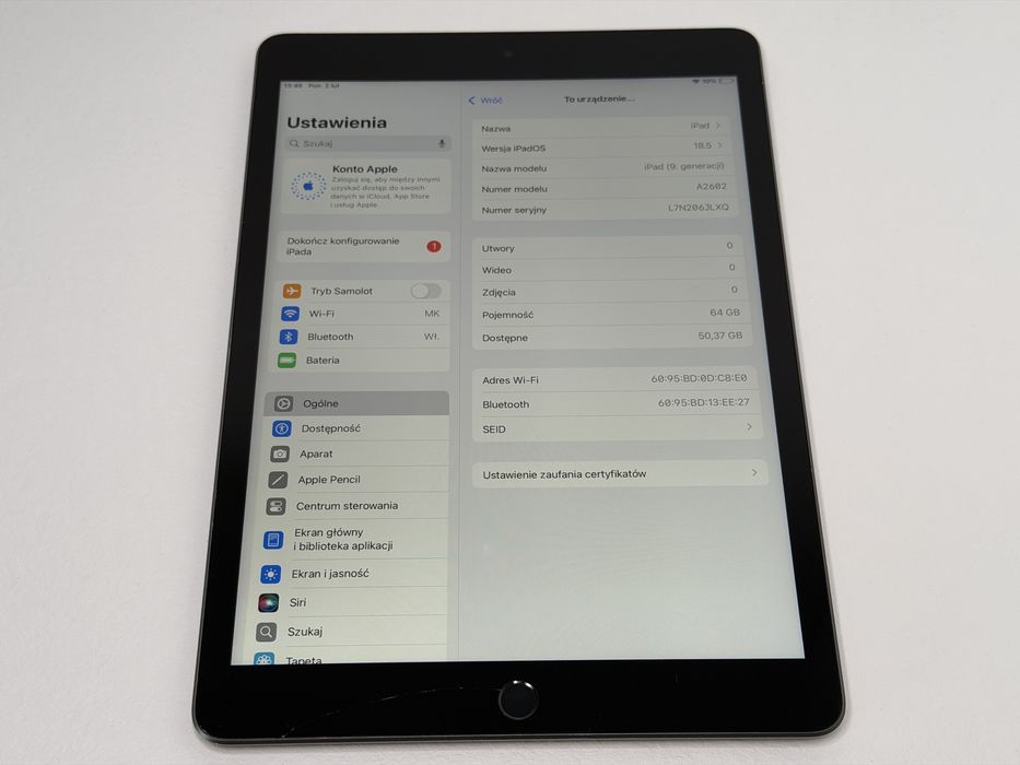 iPad 9. gen. (A2602) - 64GB - faktura VAT 23%