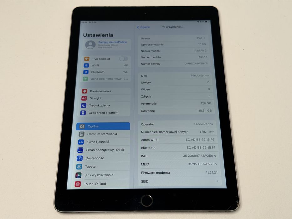 iPad Air 2 (A1567) - 128GB - Cellular (LTE) - faktura VAT 23%