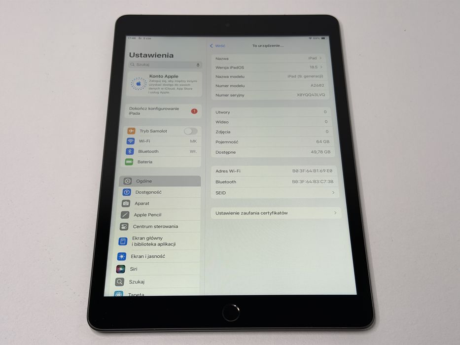 iPad 9. gen. (A2602) - 64GB - faktura VAT 23%