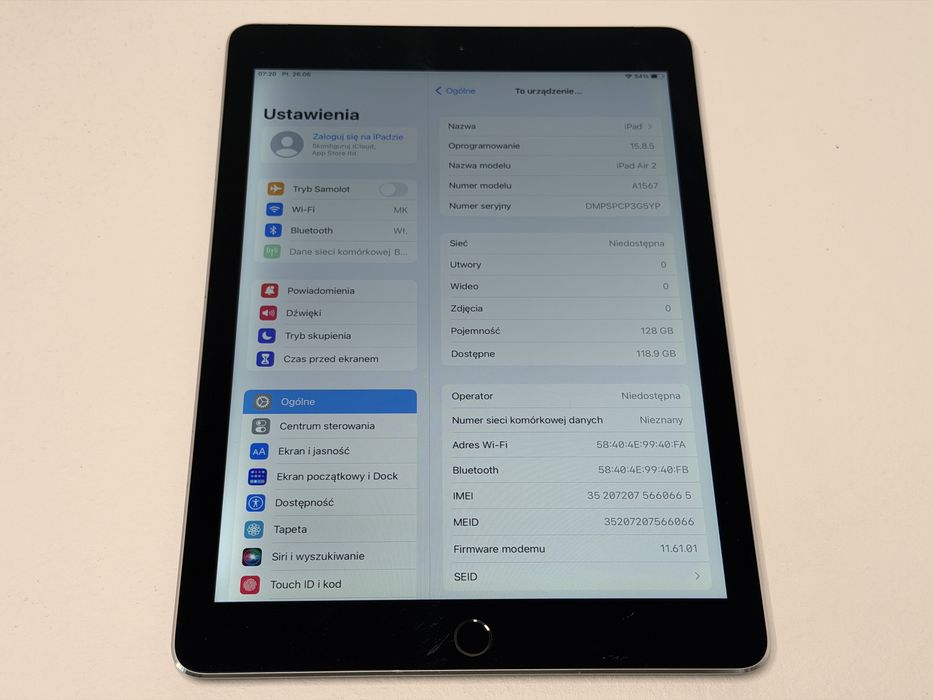 iPad Air 2 (A1567) - 128GB - Cellular (LTE) - faktura VAT 23%