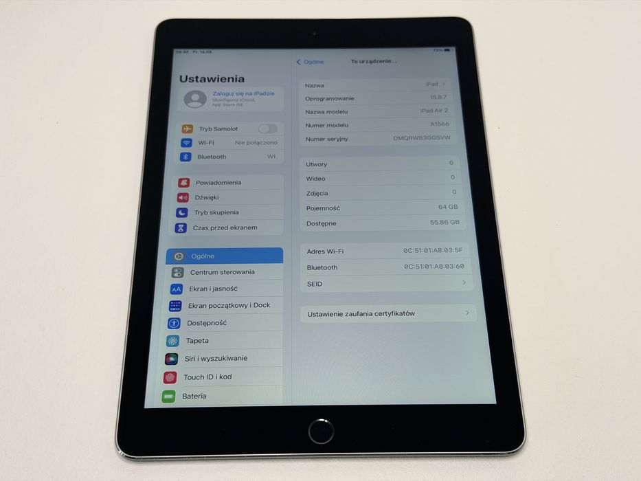 iPad Air 2 (A1566) - 64GB - Space Gray - faktura VAT 23%