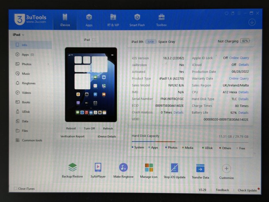 iPad 8. gen. (A2270) - 32GB - Space Gray - faktura VAT 23%