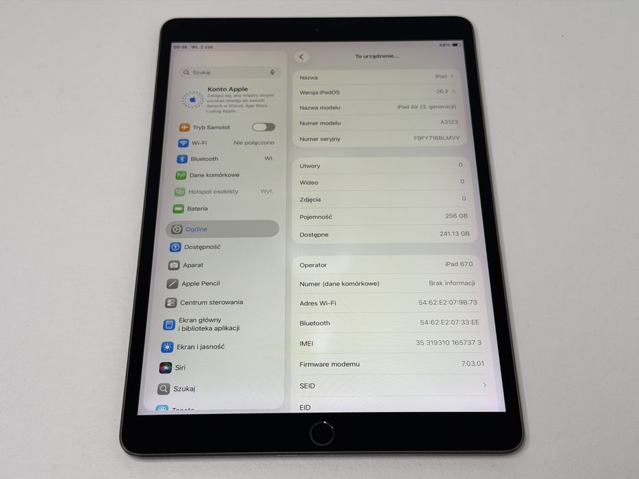 iPad Air 3 (A2123) - 256GB - Cellular (LTE) - faktura VAT 23%