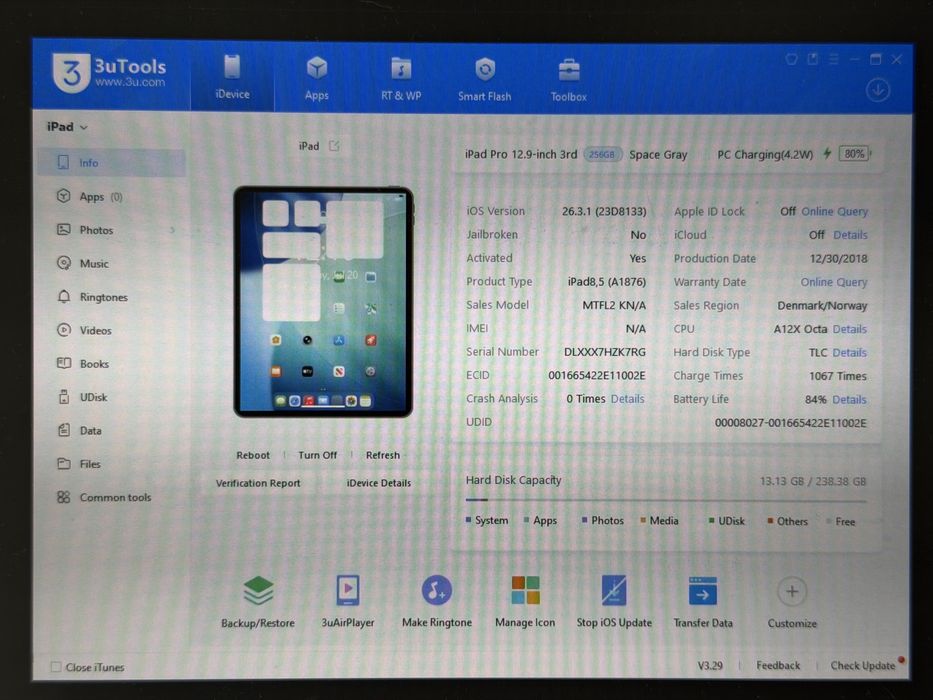 iPad Pro 12.9 3. gen. (A1876) - 256GB - faktura VAT 23%