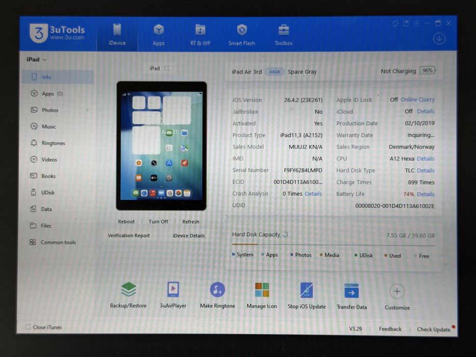 iPad Air 3 (A2152) - 64GB - Space Gray - faktura VAT 23%
