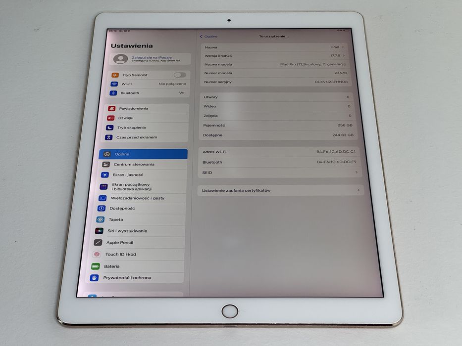iPad Pro 12.9 2. gen. (A1670) - 256GB - faktura VAT 23%