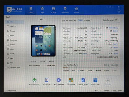 iPad Air 6 13 (A2898) - 128GB - Apple M2 - wada - faktura VAT 23%