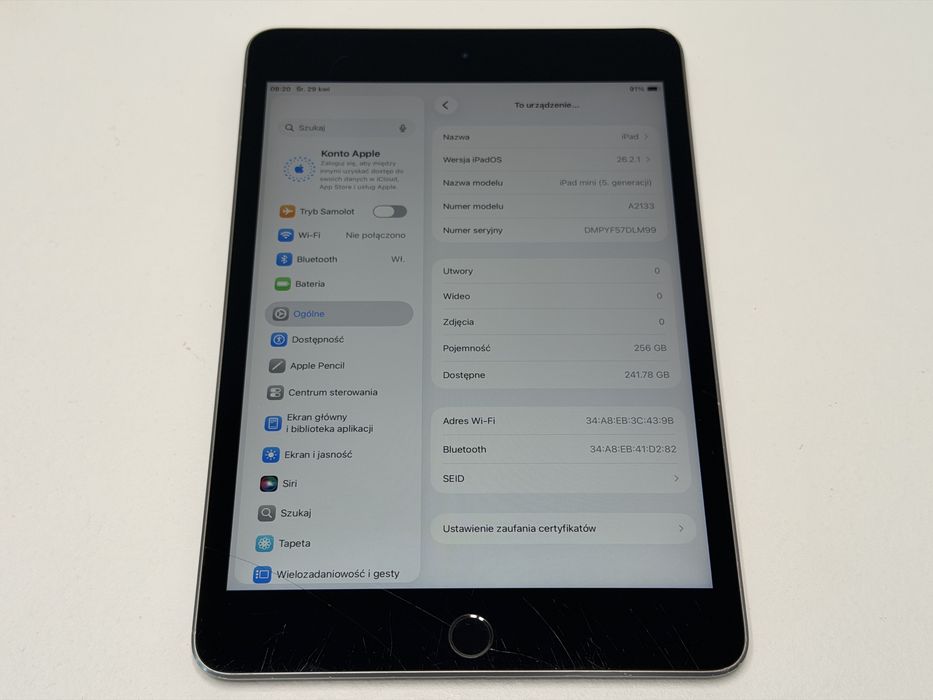 iPad mini 5 (A2133) - 256GB - wada - faktura VAT 23%
