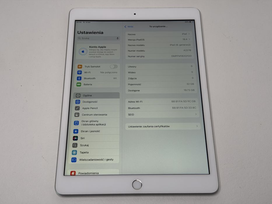 iPad 8. gen. (A2270) - 32GB - faktura VAT 23%