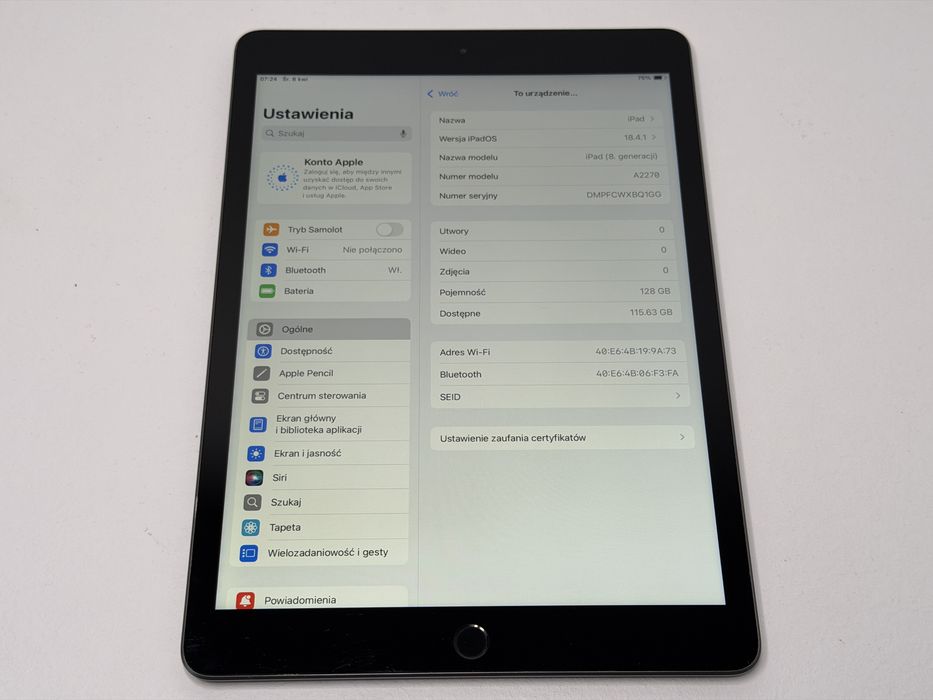 iPad 8. gen. (A2270) - 128GB - faktura VAT 23%