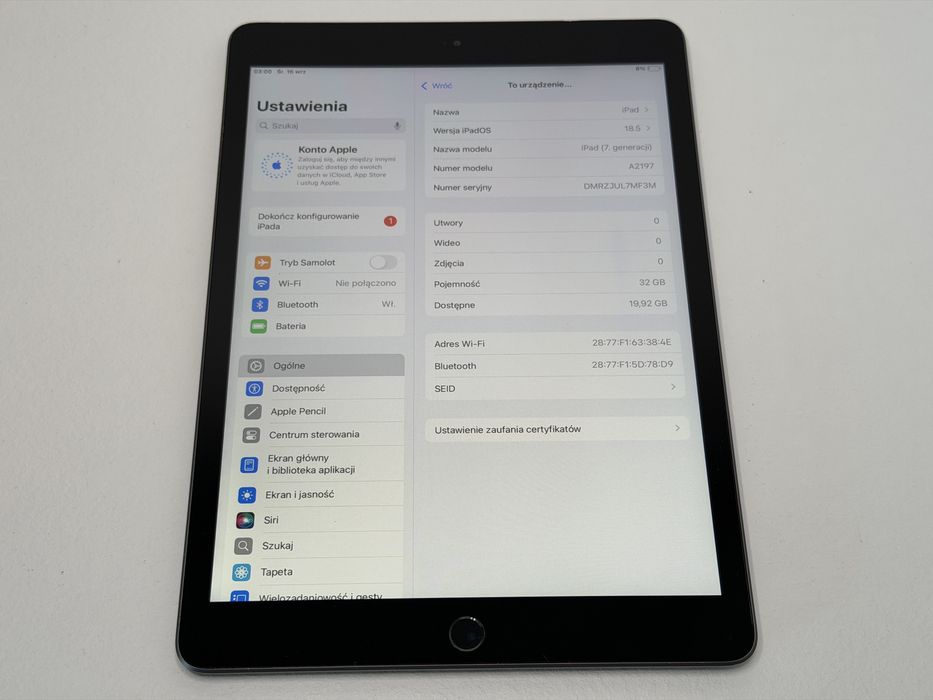 iPad 7. gen. (A2197) - 32GB - Space Gray - faktura VAT 23%