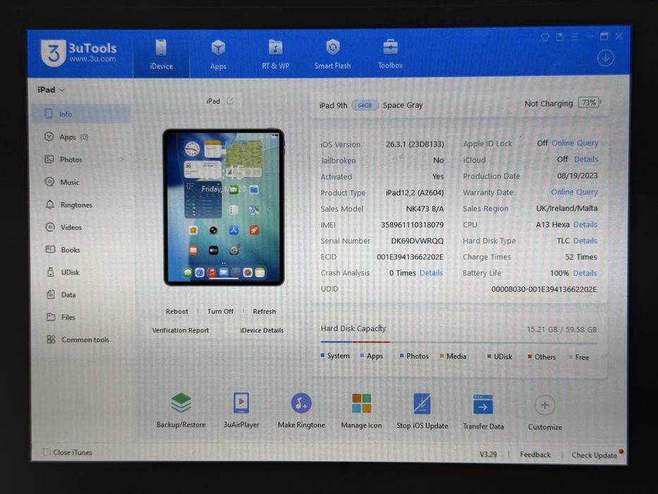 iPad 9. gen. (A2604) - 64GB - Cellular (LTE) - wada - faktura VAT 23%