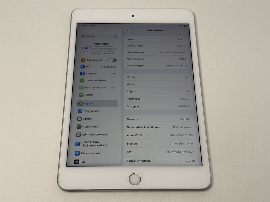 iPad mini 5 (A2124) - 256GB - Cellular (LTE) - faktura VAT 23%
