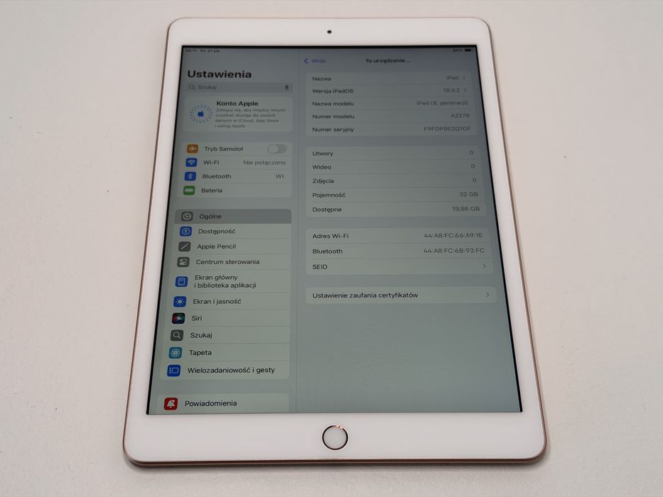 iPad 8. gen. (A2270) - 32GB - Gold - faktura VAT 23%