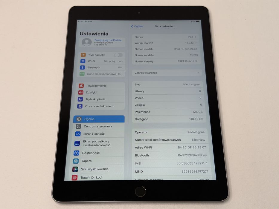 iPad 5 (A1823) - 128GB - Cellular (LTE) - faktura VAT 23%