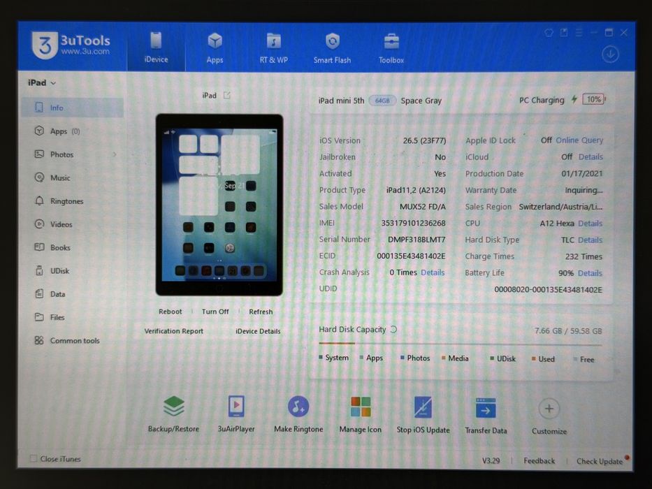 iPad mini 5 (A2124) - Cellular (LTE) - 64GB - Space Gray - faktura VAT 23%