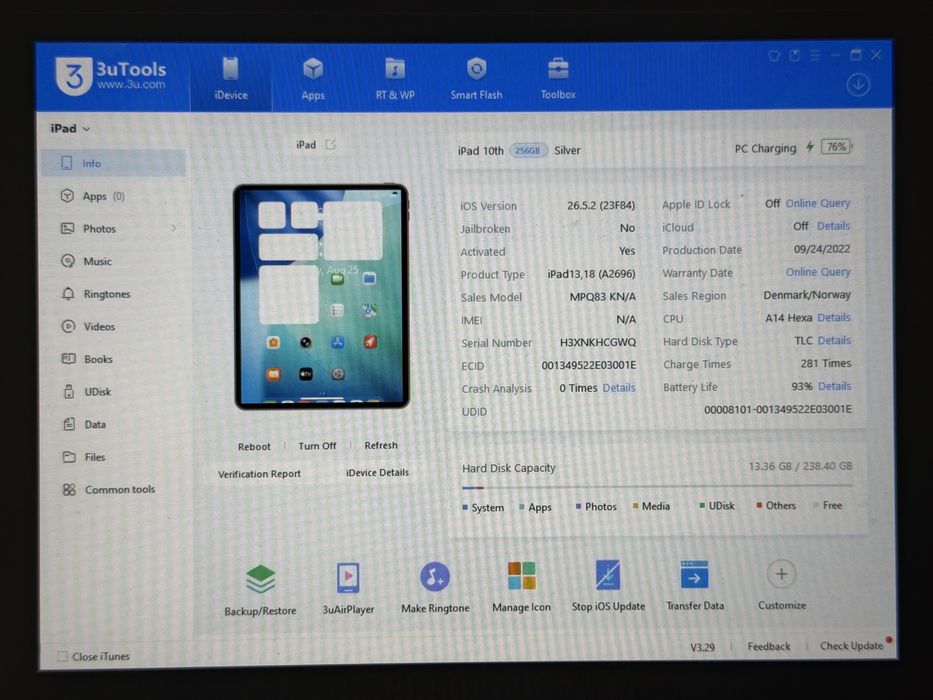 iPad 10. gen. (A2696) - 256GB - Silver - faktura VAT 23%