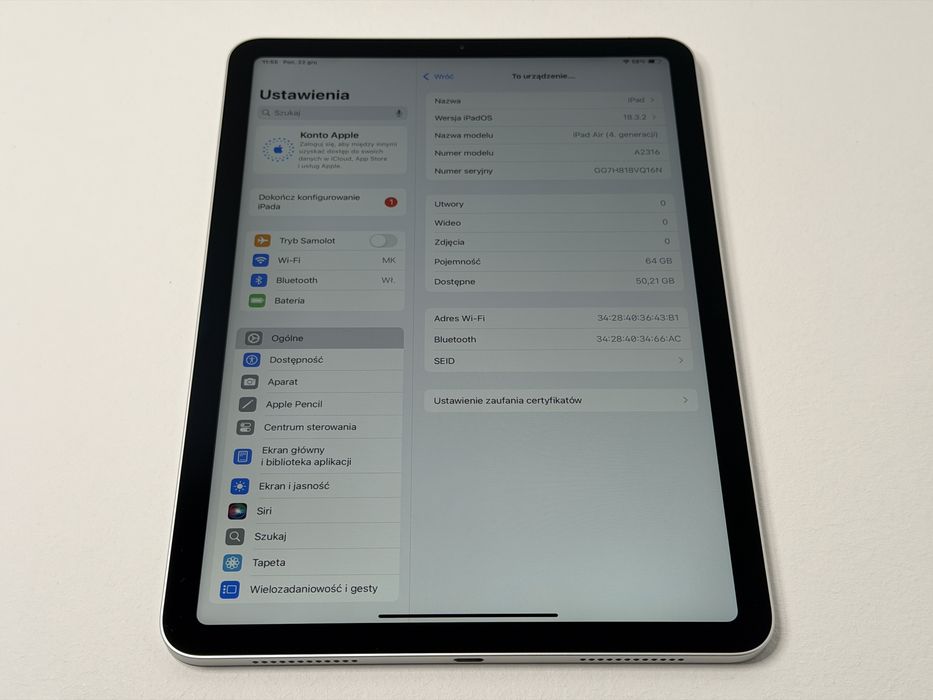 iPad Air 4 (A2316) - 64GB - faktura VAT 23%