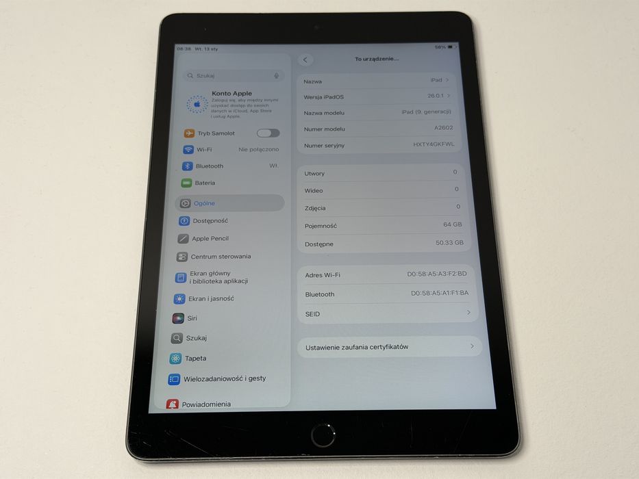 iPad 9. gen. (A2602) - 64GB - faktura VAT 23%
