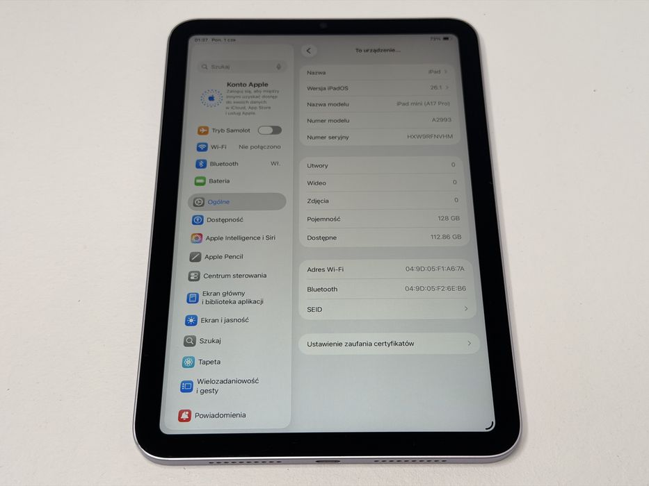 iPad mini 7 (A2993) - 128GB - faktura VAT 23%