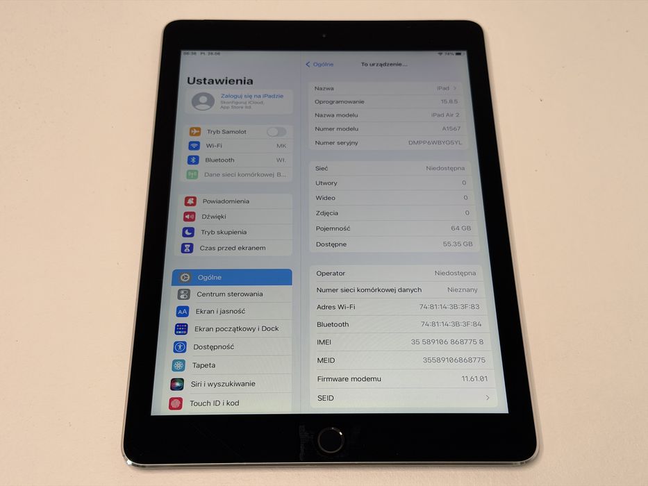iPad Air 2 (A1567) - 64GB - Cellular (LTE) - faktura VAT 23%