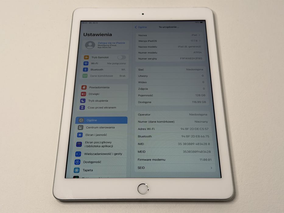 iPad 6 (A1954) - 128GB - Cellular (LTE) - faktura VAT 23%