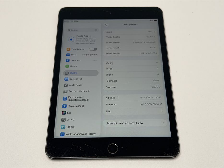 iPad mini 5 (A2133) - 64GB - faktura VAT 23%